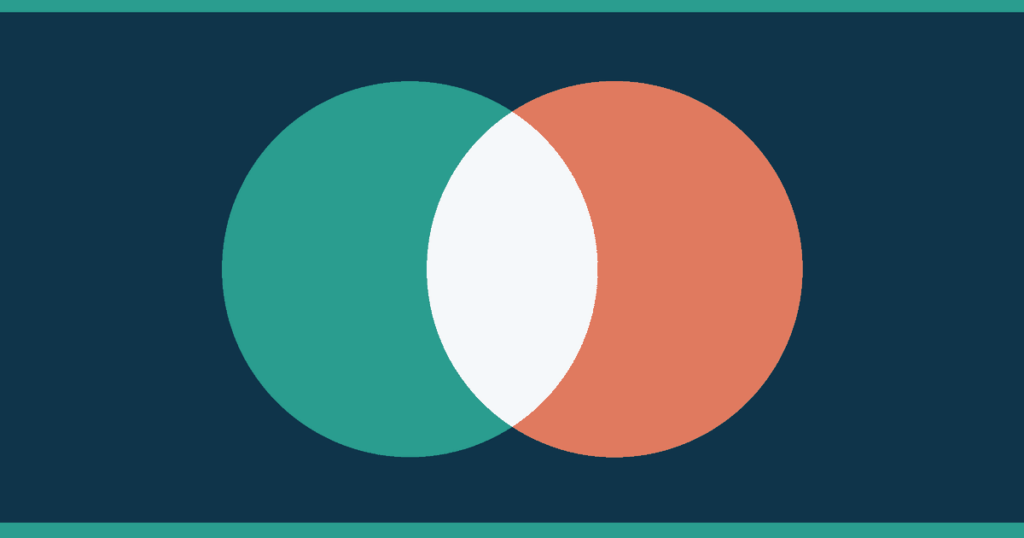 Illustration of two overlapping circles representing premature ejaculation and erectile dysfunction as separate but related conditions
